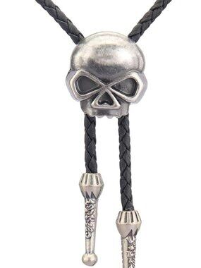 Skull Necklace Gothic Choker Beach Vacation Goth Western Necktie Silver